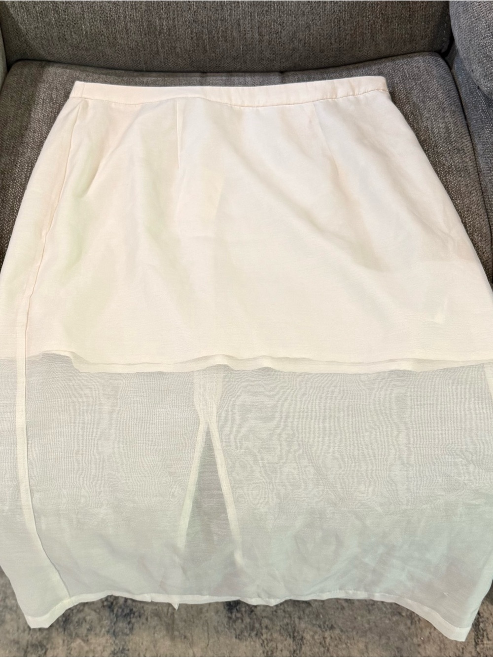 Cream Sheer Overlay Midi Skirt